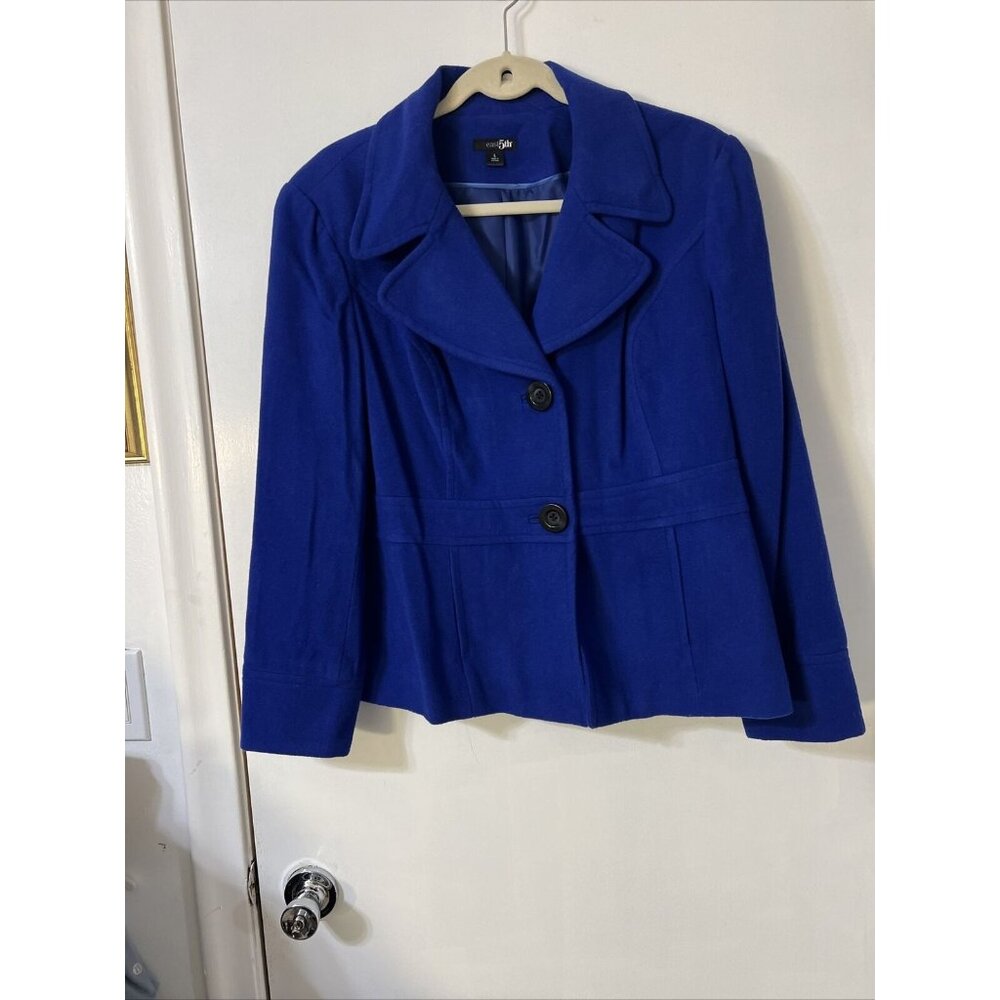 WOMEN'S East 5th‎ Blue Large Peacoat Cozy & Fashionable Blazer Wool Blend